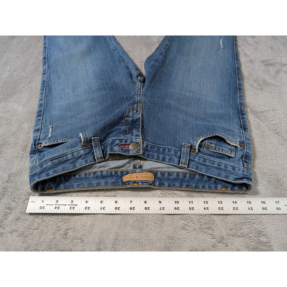 Vintage Tommy Hilfiger Capri Jeans Juniors 9 Blue Studded Low Rise Distressed - Picture 9 of 12
